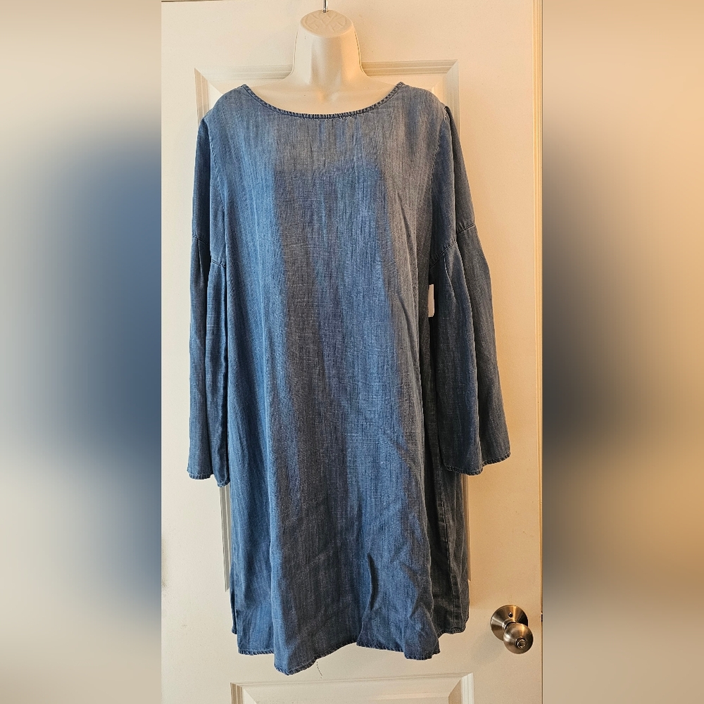 NWT Anthropologie Cloth & Stone denim dress with bow on back (size L)